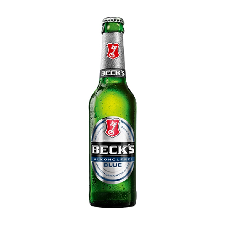 Becks Blue Alkoholfrei, 24 x 0,33 l, Produktabbildung für Getränke-Lieferservice an Büros, Kanzleien, Meetings, Messen und Flughafenstandorte in Frankfurt.