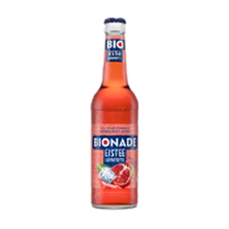 Bionade Eistee Granatapfel, 11 x 0,33 l, Produktabbildung für Getränke-Lieferservice an Büros, Kanzleien, Meetings, Messen und Flughafenstandorte in Frankfurt.