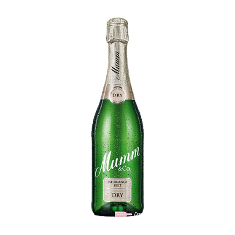 Mumm Dry Sekt, 1 Flasche à 0,75 l, Produktabbildung für Getränke-Lieferservice an Büros, Kanzleien, Meetings, Messen und Flughafenstandorte in Frankfurt.