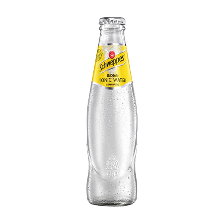 Schweppes Tonic Water, 24 x 0,2 l, Produktabbildung für Getränke-Lieferservice an Büros, Kanzleien, Meetings, Messen und Flughafenstandorte in Frankfurt.
